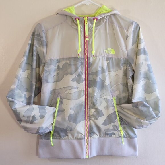 The North Face Camo Hooded Windbreaker Jacket Full Zip Pockets Womens Small - Picture 6 of 10